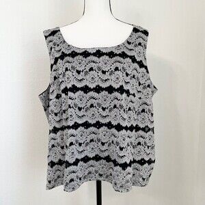 Dressbarn Women Black Silver Blouse Sleeve Less Top. Size 24W. Tank Top